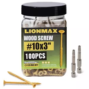 Deck Screws 3 Inch, Wood Screws #10 x 3", 100 PCS, Rust Resistant, Exterior E... - Picture 1 of 8