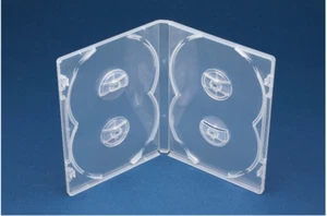 (20pcs) x PREMIUM Quad (Four) Clear 14mm Thick CD / DVD Cases Cover- Hold 4 disc - Picture 1 of 1