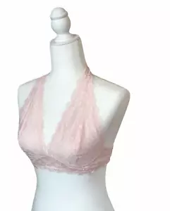 Free People Intimately Lace Halter Bralette in Ballet Pink Sz Med New with Tags - Picture 1 of 8
