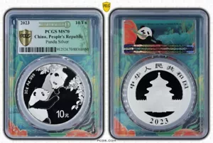 PCGS MS70 UNC First Day of Issue 2023 China Panda Coin 10Yuan Silver Green Label - Bild 1 von 1
