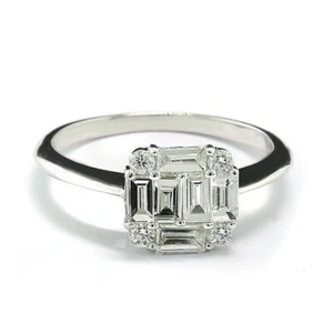 Diamant-Ring Baguetten Brillanten 750er Weißgold geometrisch moderner Damenring - Picture 1 of 4