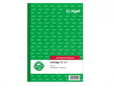 1 Auftragsbuch von Sigel SD 001 A5 Auftrag 2x 40 Blatt selbstdurchschreibend