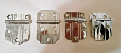 Lot of 4 Mismatched Vintage Art Deco Chrome Cabinet Hinges Flush & Off-Set NOS Cover