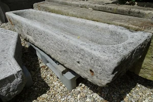 1851 ant.222cm GRANITTROG STEINTROG BRUNNENTROG GRANITBRUNNEN Blumentrog Brunnen - Bild 1 von 10