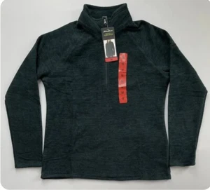 Eddie Bauer Sweater Women's Sz XXL Dark Green Sweatshirt Fleece 1/4 Zip Pullover - Picture 1 of 1