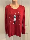 JACLYN INTIMATES, Women’s Size Large, Long Sleeve Pajama Top w/Fun Graphic. NEW