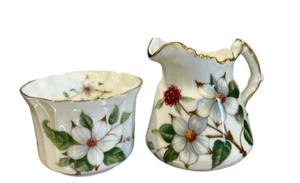 Hammersley England Mini Sugar and Creamer Dogwood Blossom Pattern Numbered - Picture 1 of 11