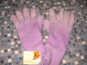 DISNEY STORE LILAC SHADED LADIES GLOVES SILVER HEART DIAMANTE BRAND NEW RARE