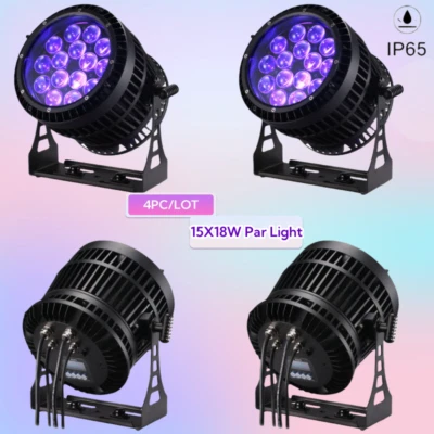 4pc/IP65 Waterproof Stage Light Outdoor RGBWAUV6in1 LED Par Lights DMX DJ Lights - Image 1 of 4