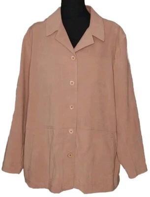 Chaqueta/Blusa Jessica Holbrook Gamuza Camel Abotonada - Para Mujer Talla Grande Foto 1 de 3