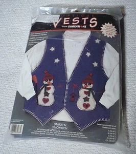 Dimensions Kit 62088 Stars N' Snowmen Applique Vests - Picture 1 of 2