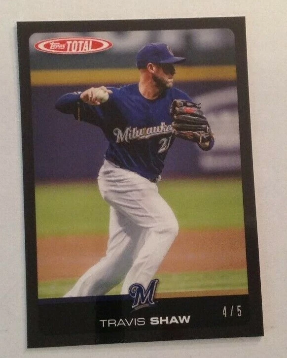 2019 Topps Total Wave 6 BLACK Parallel TRAVIS SHAW #4/5 Made Brewers #524 - Image 1 of 1