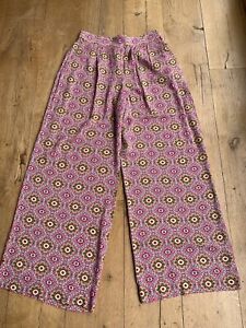Boden Pink Print Wide Leg Trousers Size 12R
