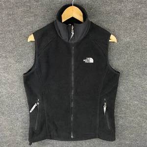 The North Face Womens Vest Size M Black Polartec Sleeveless Full Zip Fleece Logo - Picture 1 of 20