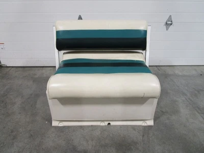 Pontoon Marine Boat Green/Tan Bench Chair Seat 30 1/2" H x 34 1/2" W x 20" D - Image 1 of 4