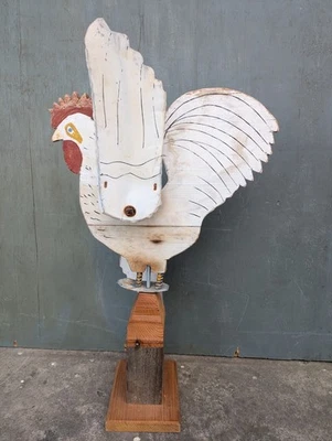 Vintage Wooden Rooster Whirligig Folk Art – Signed P.J. Anderson, Cohocton NY - Image 1 of 4