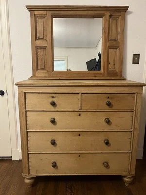 古董五抽屉松木柜(如果您愿意,镜子是分开的,免费) — 第 1/4 张图片