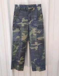 Vintage 90s Liberty Cargo Jean Pants Men 30x30 Faded Woodland Camo USA Hunting - Picture 1 of 21