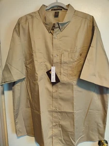 Harriton M585 Men's khaki Short Sleeve Work Shirt Size 3XL NWT - Picture 1 of 3