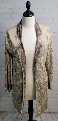 Cárdigan suéter para mujer Sigrid Olsen frente abierto talla M hoja neutra marrón crema Foto 1 de 4