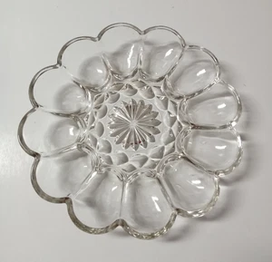 Anchor Hocking Presence Clear Glass 9-5/8" Vintage Deviled Egg Plate - Picture 1 of 5