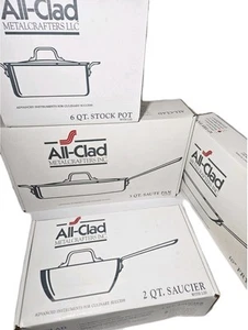 Vtg All Clad Metalcrafters Stainless Steel Cookware Set Of 7 New Rare Set Read - Picture 1 of 18