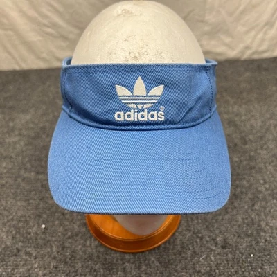 Adidas White Trefoil Logo Visor Womens Adjustable Blue Athletic Hat - Image 1 of 4