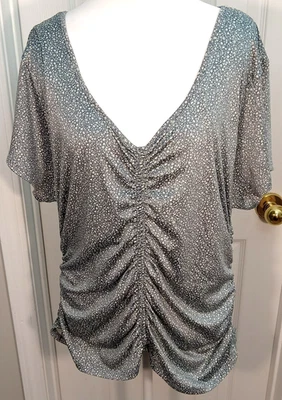 Blusa Derek Corazón Mujer Talla 2X Gris Campesino Country Manga Corta Calada Foto 1 de 4