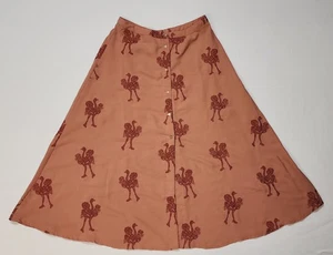 Falda Anthropologie Pepaloves Rosa Polvoriento Avestruz Luba Línea A Bordada Talla M - Imagen 1 de 10
