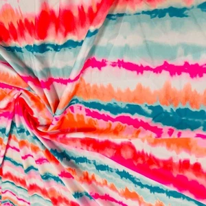 Abstract Pastel colored Stripes Spandex Fabric 4Way Stretch By Yard for swimwear - Picture 1 of 9