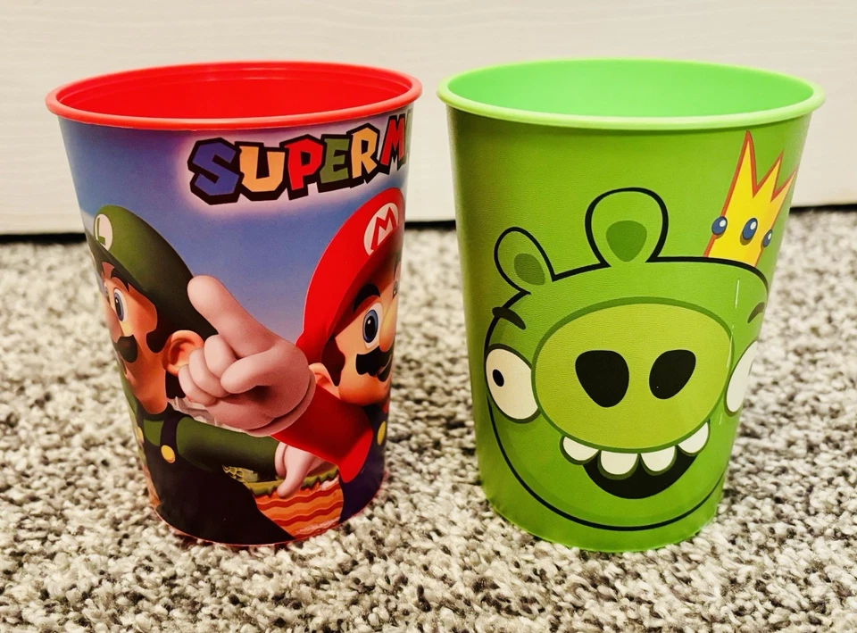 Kids Video Game 16 oz. Plastic Party Cup Set of 2 Angry Birds Super Mario - Image 1 of 4