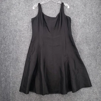Talbots Dress Womens 18 Black Mini A Line Sleeveless Pure Silk Lined Back Zip - Image 1 of 4