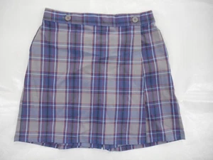 Girls Unbranded Blue, Gray & Red Plaid Uniform Skort 1/2 Sizes 8 1/2 - 18 1/2 - Picture 1 of 3