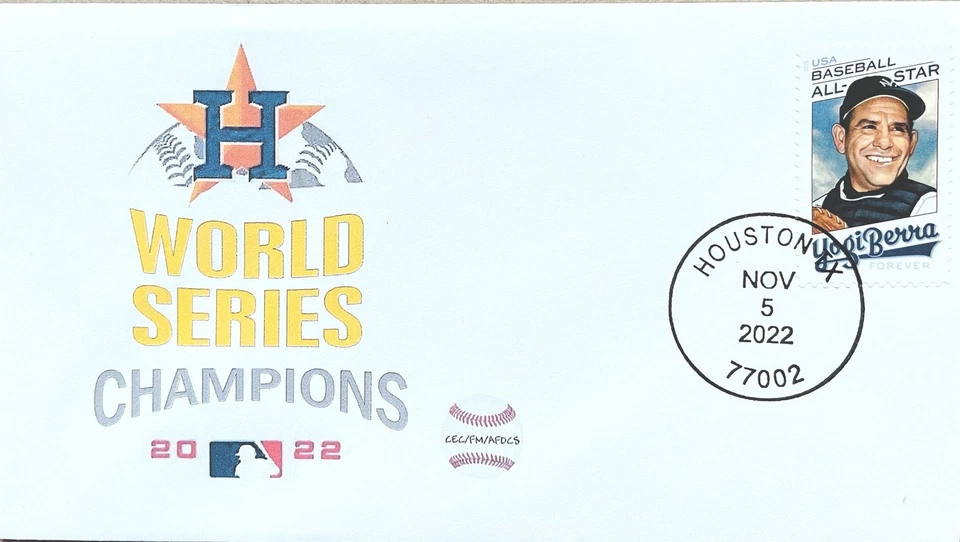 AFDCS World Series 2022 Houston Astros Champions with Yogi Berra Stamp  - Image 1 of 1