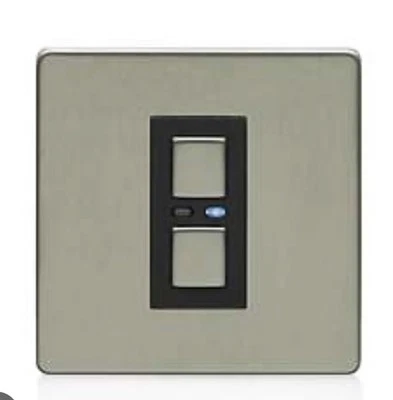 LightwaveRF LW450 BLK 2-Way Dimmer Switch 1 Gang Black Chrome Connect Series New - Image 1 of 2