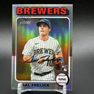 2024 Topps Heritage Chrome Sal Frelick #'d /575 Refractor #451 RC Brewers Rookie - Picture 1 of 3