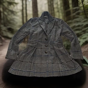 Soft Surroundings Jessamyn Plaid Blazer Small Houndstooth Pleated Coat Jacket - Picture 1 of 12