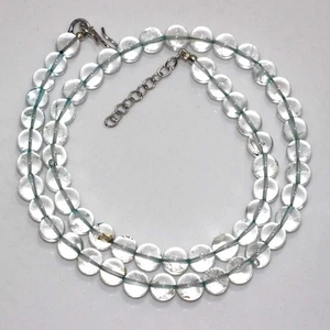 925 Silver Plated Crystal Topaz Beaded Necklace Handmade Size 18" AU w731 - Picture 1 of 3