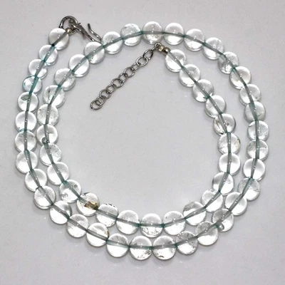 925 Silver Plated Crystal Topaz Beaded Necklace Handmade Size 18" AU w731 - Image 1 of 3