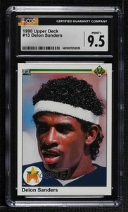 1990 Upper Deck Deion Sanders #13 CGC 9.5 Mint+ - Picture 1 of 3