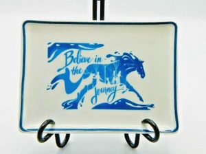 FROZEN Horse Ceramic Tray "Believe in the Journey" White & Blue Exc. Cond. - Picture 1 of 6