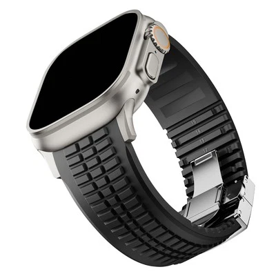 Correa deportiva de lujo de metal y silicona para Apple Watch Ultra2 10 9 8 7 6 46/49 mm Foto 1 de 4
