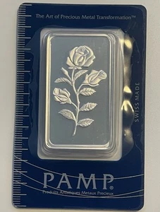 PAMP Suisse 50g Silver .999 Rose Bar - 50 Gram - Sealed Assay - Rare - Picture 1 of 2