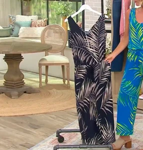 AmberNoon II by Dr. Erum Ilyas Petite UPF 50 Jumpsuit Black Palm S New - Picture 1 of 1