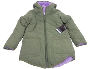 NEW! Okie Dokie Baby Girls Reversible Hooded Olive Jacket Toddler Size 3 T - Picture 1 of 16