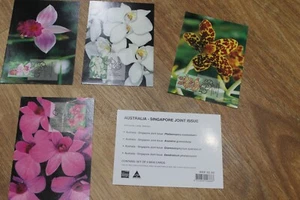 1998 AUSTRALIA SINGAPORE JOINT ISSUE ORCHIDS STAMP MAXI CARD SET OF 4 - Picture 1 of 1