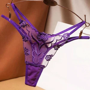 Mutandine sexy donna in pizzo biancheria intima perizoma lingerie perizoma slip floreali bikini - Foto 1 di 17