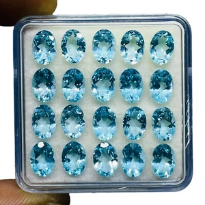 VVS 20 Pcs Natural Blue Topaz 7x5mm Oval Cut Top Quality Loose Gemstones Lot - Picture 1 of 9