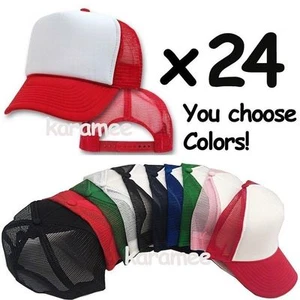 WHOLESALE LOT 24 New Classic Mesh Trucker Cap Hat White Foam Front - Picture 1 of 11