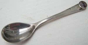 Birmingham 1970 Sterling Silver & Blue John Salt / Condiment Spoon - Rare - Picture 1 of 5